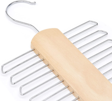 Carica l'immagine nel visualizzatore di Gallery, , Gancio Con 20 Barre Porta Cravatte E Cinture in Legno, Naturale, Confezione Da