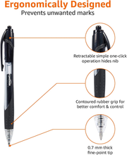 Carica l'immagine nel visualizzatore di Gallery, - Penne a Scatto Con Inchiostro Gel Nero, Punta Fine, Confezione Da 12