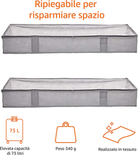 Carica l'immagine nel visualizzatore di Gallery, - Contenitore Portaoggetti Sottoletto, Con Chiusura Lampo, Confezione Da 2