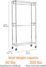 Carica l'immagine nel visualizzatore di Gallery, - Stand Appendiabiti a Doppia Barra Con Rotelle - Cromato