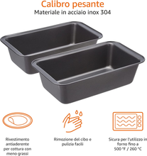 Carica l'immagine nel visualizzatore di Gallery, - Teglia per Pane in Acciaio Al Carbonio Antiaderente, 27X15X7 Cm, Confezione Da