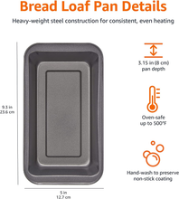 Carica l'immagine nel visualizzatore di Gallery, - Teglia per Pane in Acciaio Al Carbonio Antiaderente, 27X15X7 Cm, Confezione Da