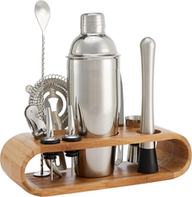 Carica l'immagine nel visualizzatore di Gallery, , Set Di 10 Strumenti Da Bar in Acciaio Inox Con Stand in Bambù