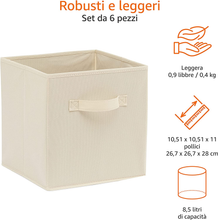 Carica l'immagine nel visualizzatore di Gallery, , Cubo/Organizer Portaoggetti Pieghevole in Tessuto, Con Maniglia, 26,6 X 26,6 X