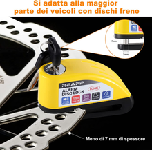 Carica l'immagine nel visualizzatore di Gallery, Bloccadisco Moto Lucchetto Moto Antifurto Con Allarme Sonoro 110DB, Blocca Disco
