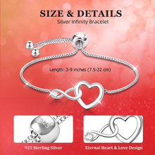 Carica l'immagine nel visualizzatore di Gallery, Cadeau Femme, Femme Bracelet Argent 925 Avec Infini Cœur R