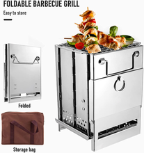 Carica l'immagine nel visualizzatore di Gallery, 3 IN 1 Petit Fourneau De Camping Pliant Bois,Poêle à Bois en Acier Inoxydable,Fo