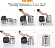 Carica l'immagine nel visualizzatore di Gallery, Kaminofen Portable Edelstahl Holzofen Licht für Kochen Picknick B