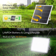 Carica l'immagine nel visualizzatore di Gallery, Outdoor LED Spotlight with Solar Panel, 200W, White Light 6500K. Super Bright