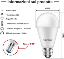 Carica l'immagine nel visualizzatore di Gallery, Ampoule LED E27,15W (Equivalent A 120W), 6500K 1350 Lumen, Lumière Blanc Froide