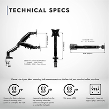 Carica l'immagine nel visualizzatore di Gallery, Single Screen Professional Monitor Stand 19-32” VESA 75/100mm Arm Scri