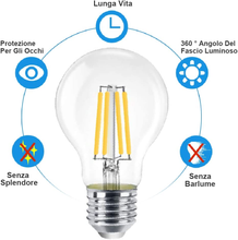 Carica l'immagine nel visualizzatore di Gallery, Ampoule LED E27,8W (Equivalent A 80W), 800 Lumen, Transparent Lampe Chaud- Pacc