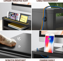 Carica l'immagine nel visualizzatore di Gallery, Soutien pour Moniteur en Bois, Compensée Moniteur De Bureau Avec Smar