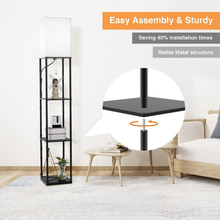 Carica l'immagine nel visualizzatore di Gallery, Modern Floor Lamp with Wooden Shelf, 3 Color Temperature Dimmable