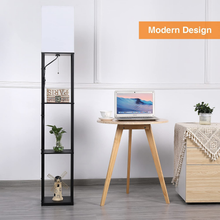Carica l'immagine nel visualizzatore di Gallery, Modern Floor Lamp with Wooden Shelf, 3 Color Temperature Dimmable