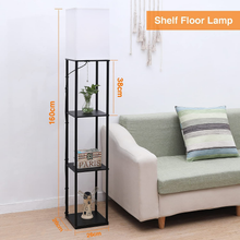 Carica l'immagine nel visualizzatore di Gallery, Modern Floor Lamp with Wooden Shelf, 3 Color Temperature Dimmable