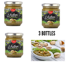 Carica l'immagine nel visualizzatore di Gallery, PESTO DI PISTACCHIO SICILIA ITALIA DOLGAM 3X 190 GR CONTENITORI IN VETRO 570 GR.