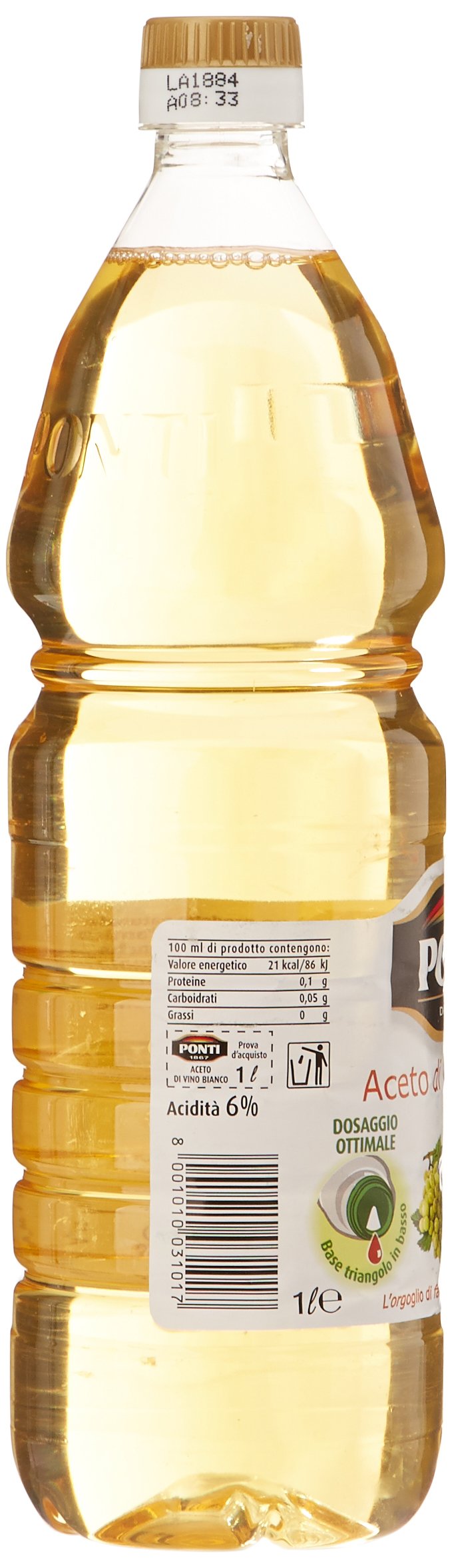 Ponti, Aceto di Vino Bianco, Acidità 6% - 1 Litro x 6 bottiglie