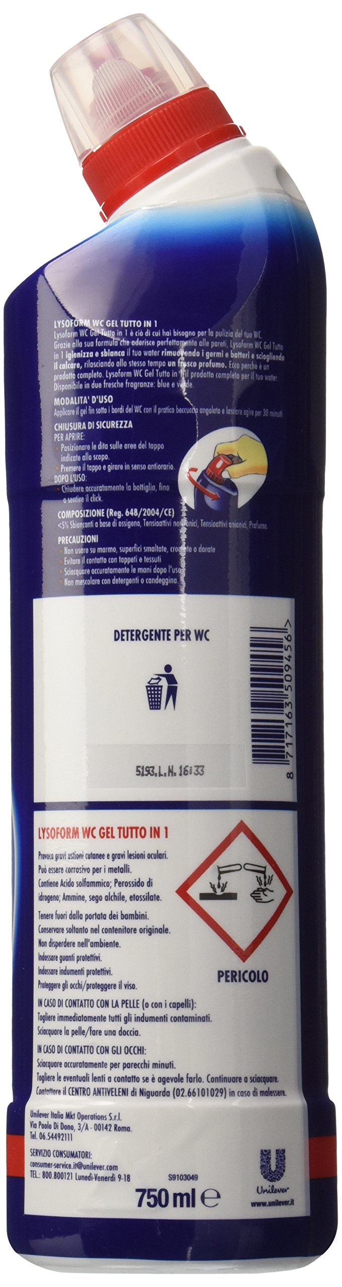 Lysoform Wc Gel Tutto in 1, 750ml X 6