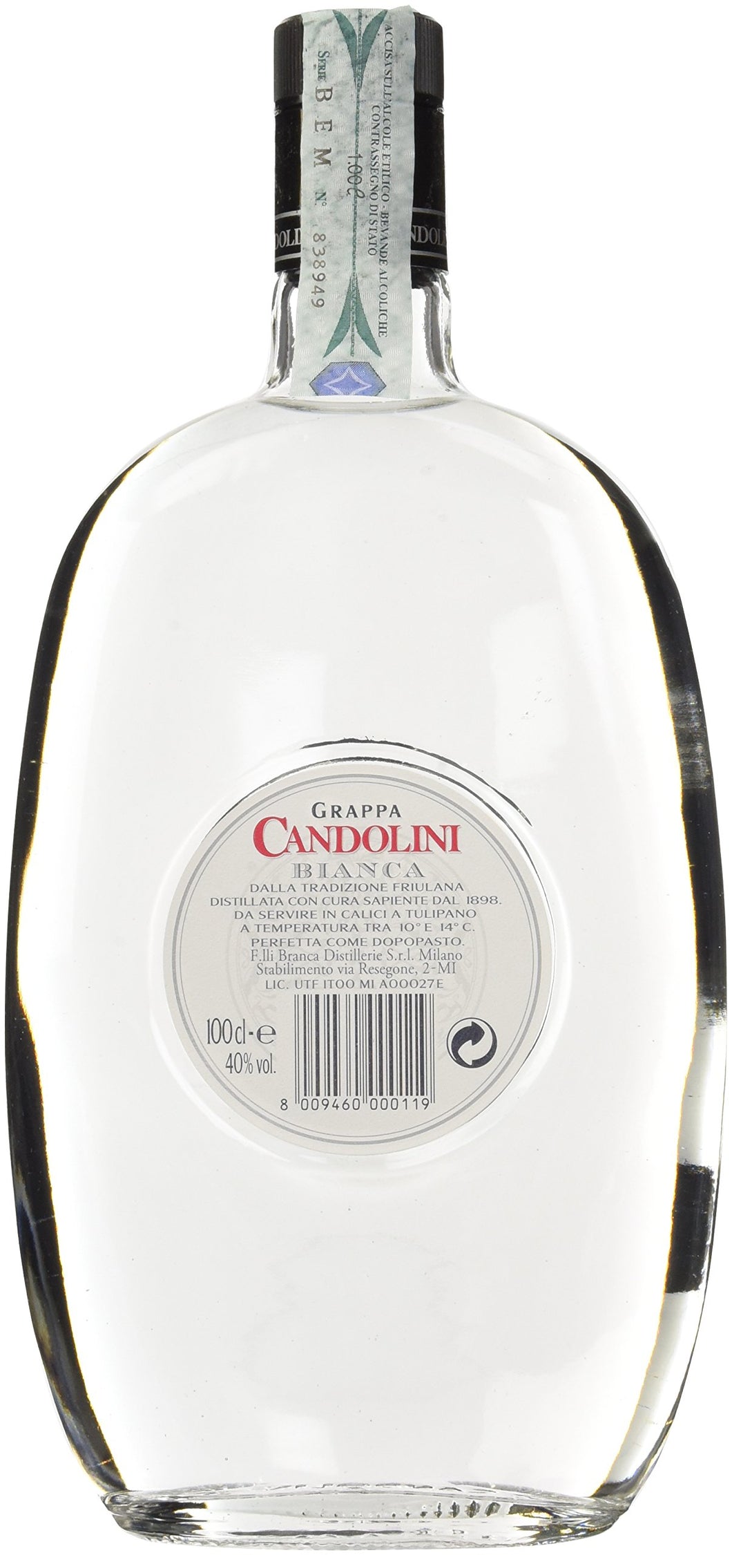 F.Lli Branca Distillerie Candolini Bianca Grappa, 1 l