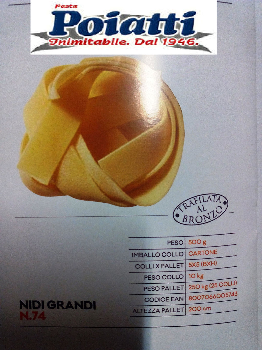 Pasta Poiatti Nidi grandi n.74 gr. 500 X 6 PZ
