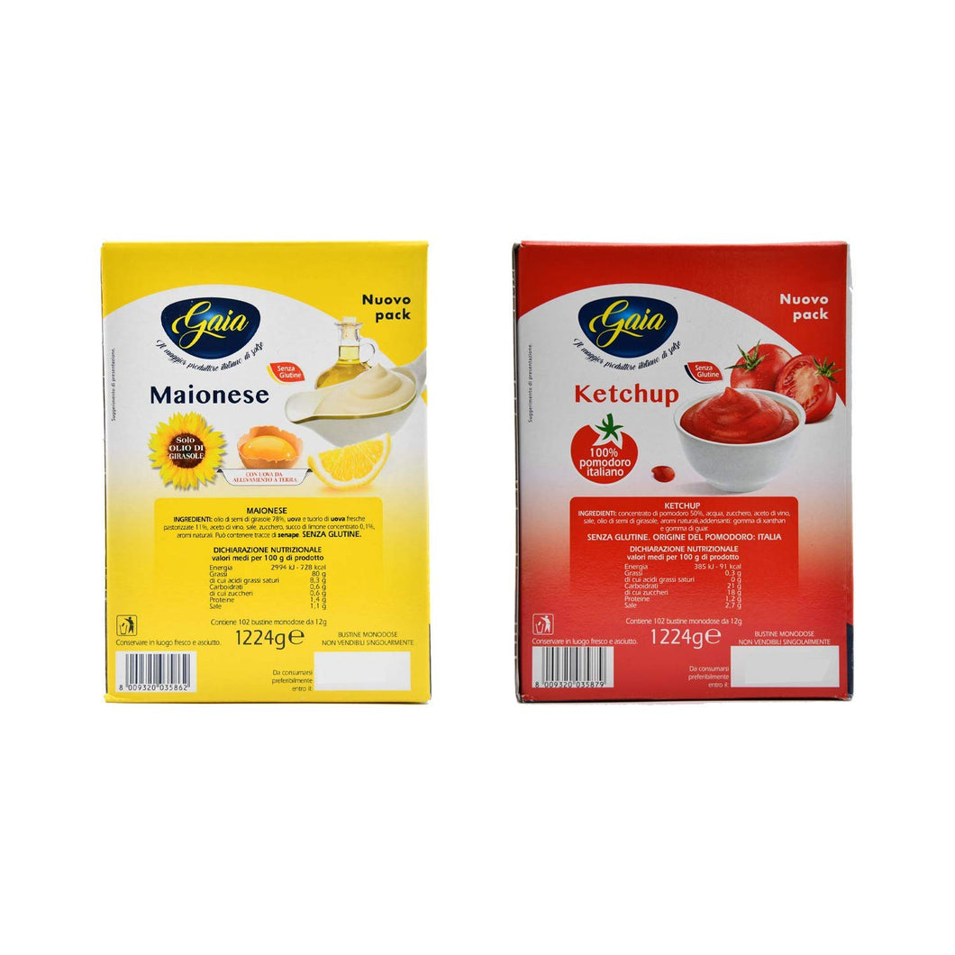 Gaia - Mix Di Salse Monodose: 102 Bustine Di Maionese + 102 Bustine Di Ketchup