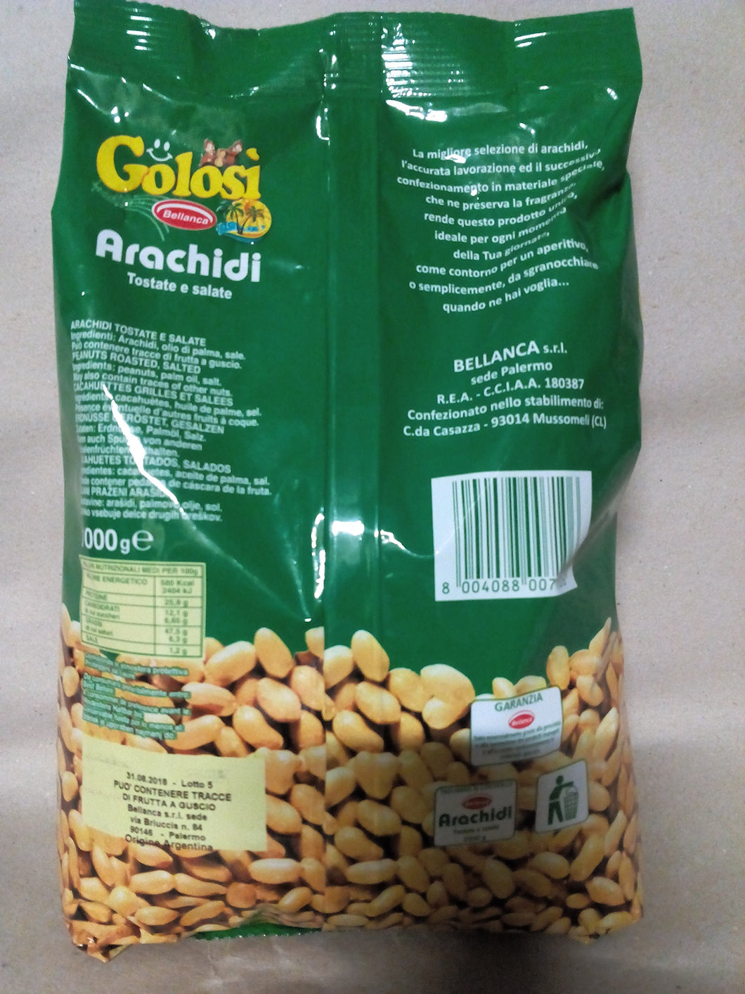 Arachidi tostate e salate golosi 1000 gr.