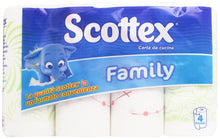 Carica l&#39;immagine nel visualizzatore di Gallery, Scottex Casa Family, Carta Da Cucina, Morbida e Resistente, Ultra assorbente, Con Carta certificata FSC, 4 Rotoli
