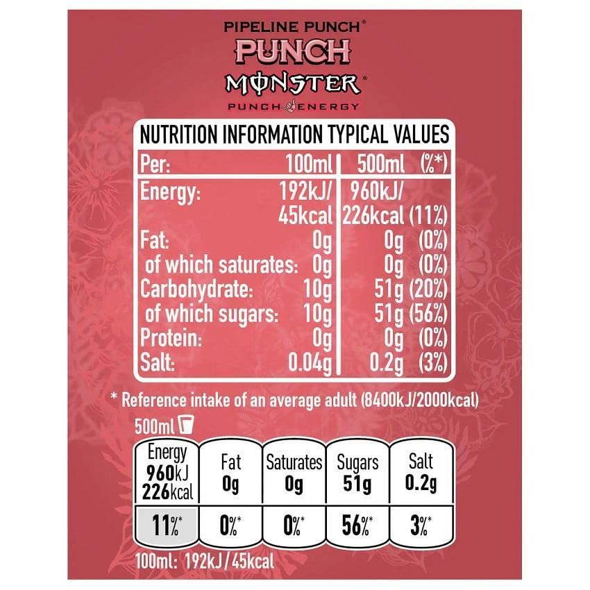 Monster energy drink pipeline punch 50 cl - 12 lattine