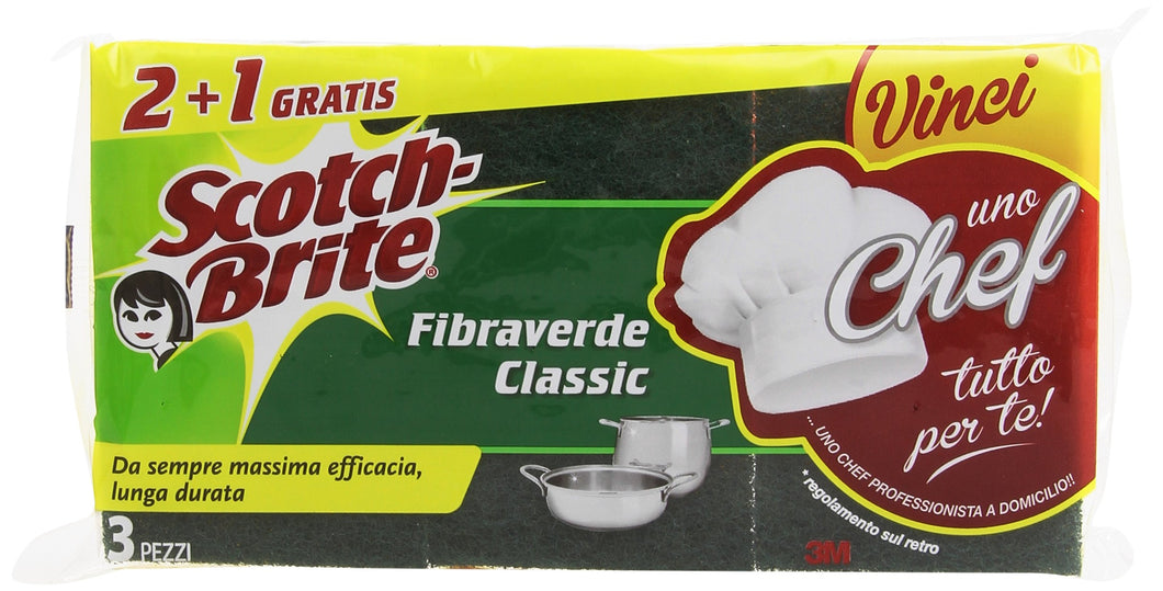 Scotch Brite - Spugna Fibraverde Classic - 5 confezioni da 3 spugne [15 spugne]