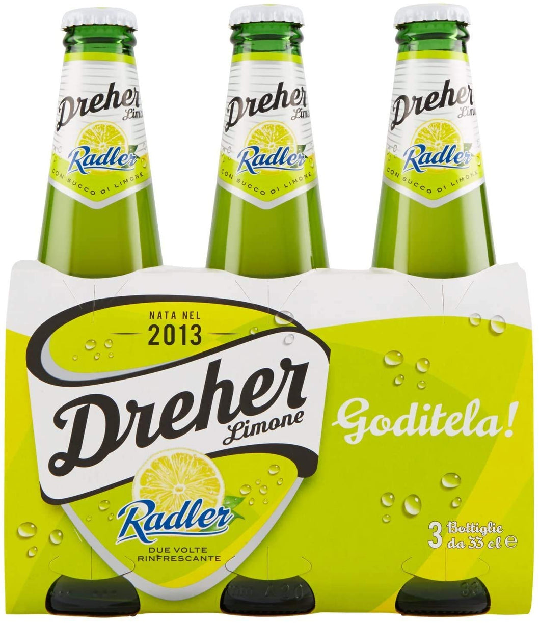 Birra Dreher Radler al Limone - Buonissima Birra Rinfrescante al Limone a Bassa gradazione alcolica - 24 Bottiglie da 330 Ml