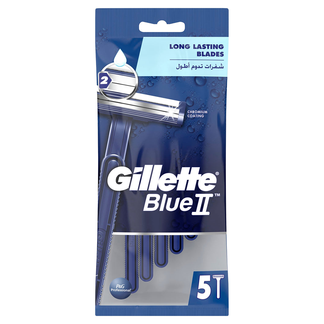 Gillette Rasoio, Blue Ii Chromium Coating Cuchilla Afeitar Desechable 5 Uds, 200 gr