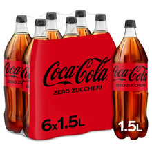 Carica l&#39;immagine nel visualizzatore di Gallery, Coca-Cola Zero Zuccheri – 6 Bottiglie da 1.5 L, Tutto il Gusto della Formula Coca-Cola Senza Calorie, in bottiglia PET 100% Riciclabile, Bevanda Analcolica con Edulcoranti

