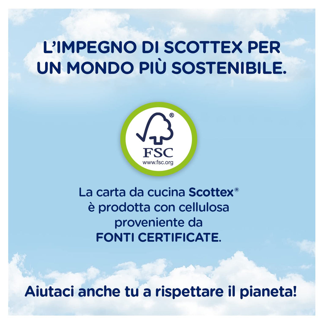 Scottex Casa Family, Carta Da Cucina, Morbida e Resistente, Ultra assorbente, Con Carta certificata FSC, 32 Rotoli