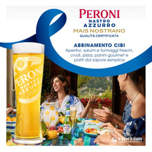 Carica l&#39;immagine nel visualizzatore di Gallery, Peroni Nastro Azzurro con Mais Nostrano, Cassa Birra con 12 Bottiglie di Birra da 62 cl, Birra Premium Lager a Bassa Fermentazione, Gusto Rinfrescante e Rigenerante, Gradazione Alcolica 5% Vol

