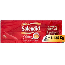 Carica l&#39;immagine nel visualizzatore di Gallery, Splendid - Caffè Macinato Gusto Classico - Miscela Caffè per Macchina Caffè Espresso e Moka - 5 Confezioni da 225 gr (Totale 1125 Kg)
