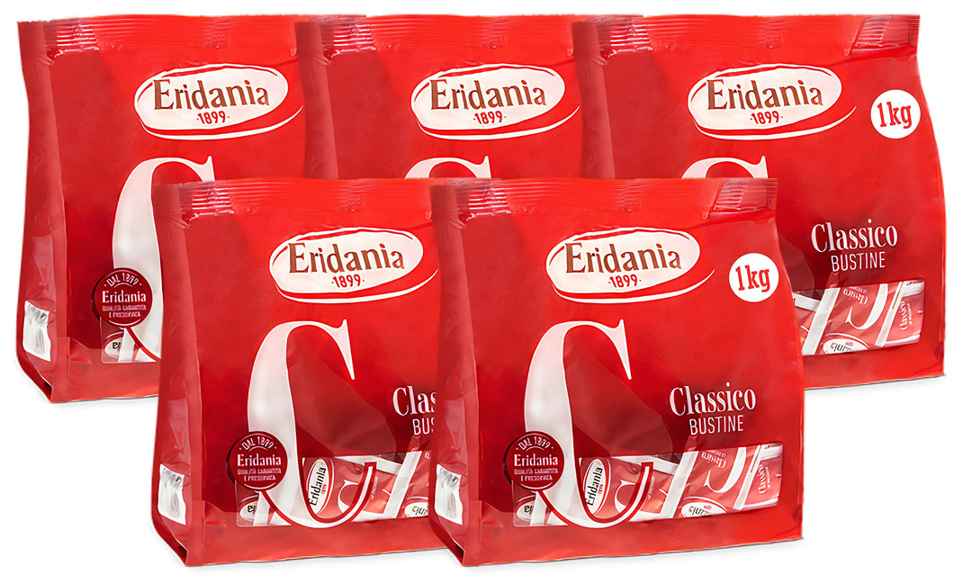 5X Eridania Classico Zucchero in Bustine Monoporzione 1kg - 1000gr [5 Confezioni]