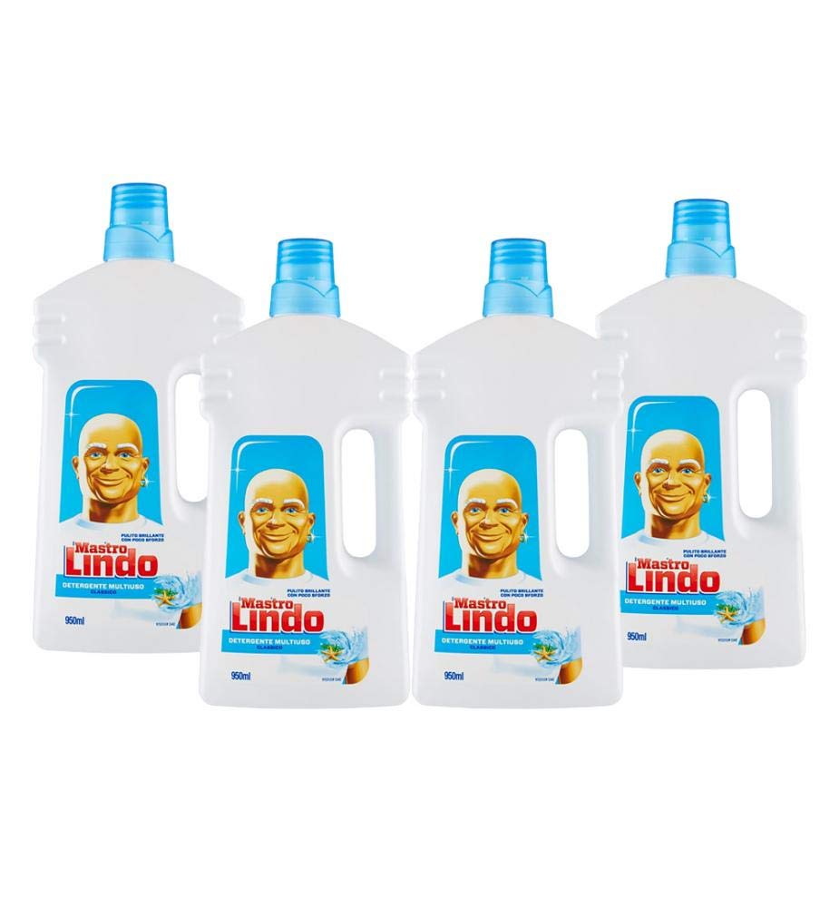 Mastro Lindo Set, 4 Flaconi da 950 ml di detergente Multiuso Classico Universale per la Pulizia dei Pavimenti - 3800 ml in Totale