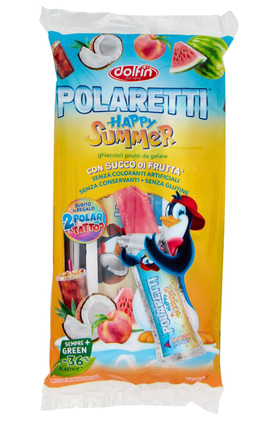 Lucgel 5x10 Pz (5x420 Ml) Polaretti Ghiaccioli Pronti da Gelare con Sorpresa Happy Summer Dolfin