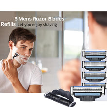 Carica l'immagine nel visualizzatore di Gallery, Uomo Rasoio Lamette, Lametta Barba 3 lame per una rasatura liscia, Lamette in Acciaio, Rasoio Barba Manuale, Ricariche di Lame di Rasoio per Mach 3, Lama affilata doppia lubrificazione (8 pezzi)
