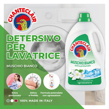 Carica l&#39;immagine nel visualizzatore di Gallery, Chanteclair - Detersivo per Lavatrice, Profumo Muschio Bianco, Formula Concentrata, con Vero Sgrassatore - 3 Flaconi da 1260 ml
