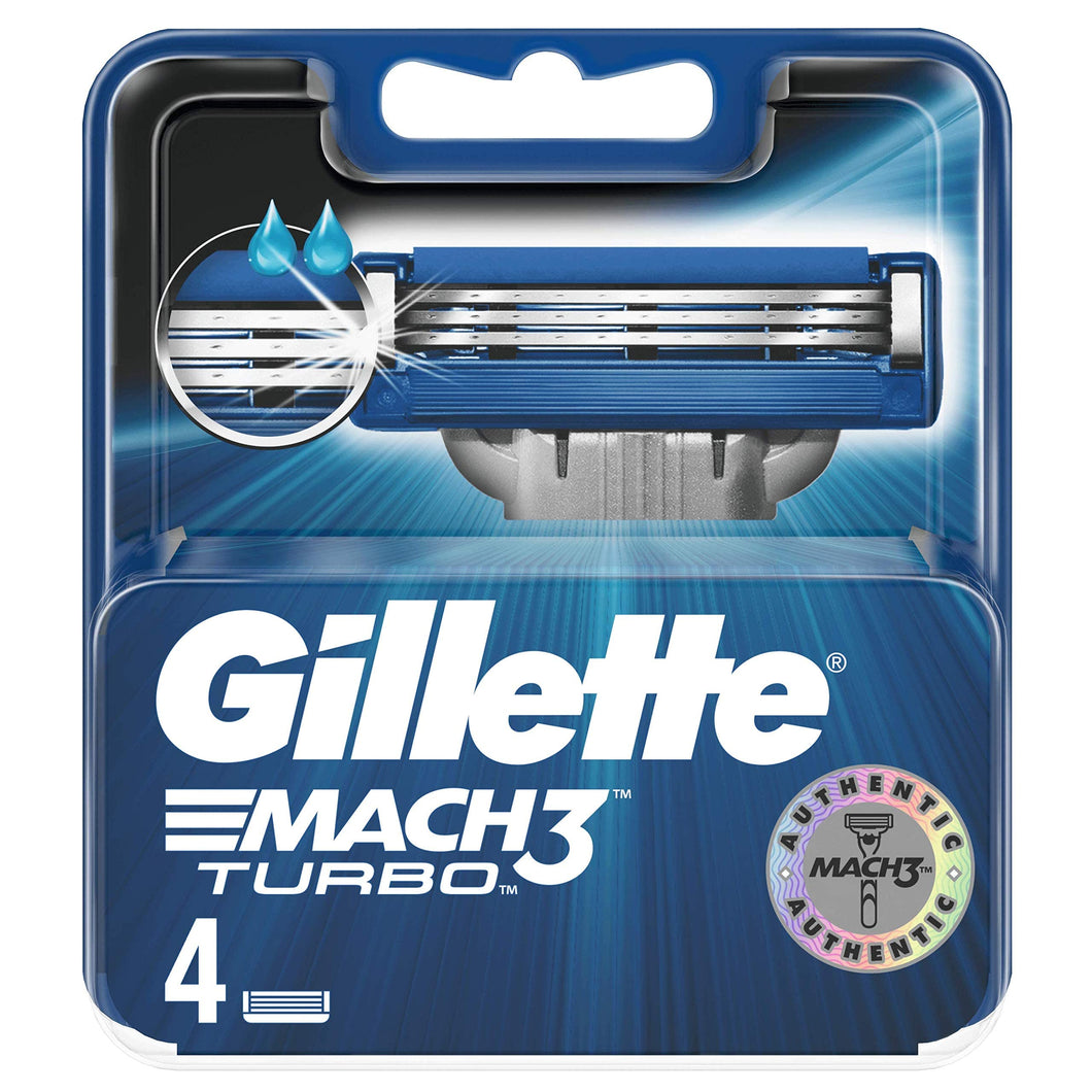 Gillette Mach3 Turbo Lamette di Ricambio per Rasoio, 4 Pezzi