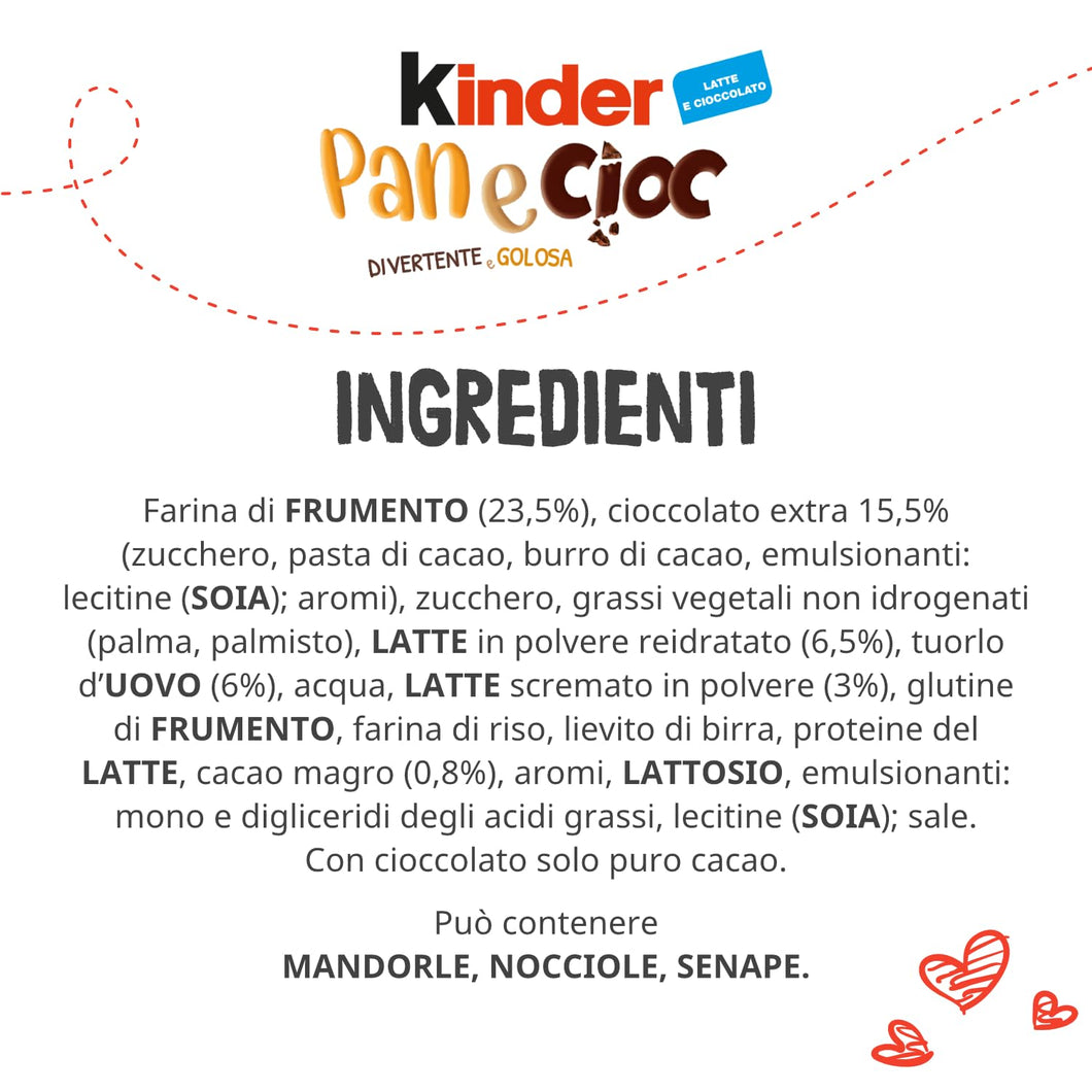 Kinder Pan e Cioc - 10 Merendine di Pan di Spagna con Croccanti Scaglie di Cioccolato, Ottime a Colazione e Merenda, Confezione da 290 Grammi