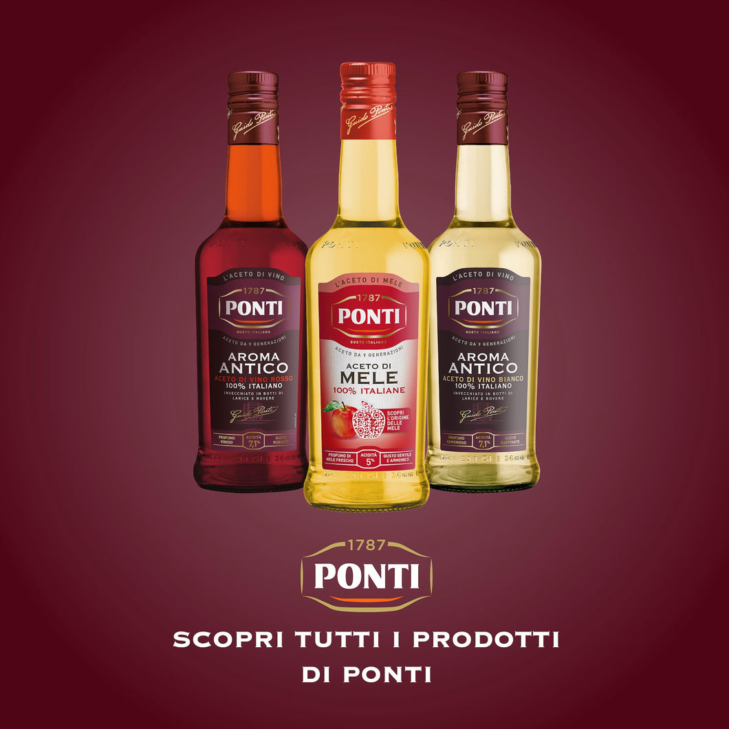 Ponti, Aceto di Vino Classico Bianco, Realizzato con Vini Selezionati, Ideale per Accompagnare Verdure Crude e Cotte, Acidità 6%, 100% Made in Italy, PET da 1L