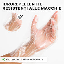 Carica l&#39;immagine nel visualizzatore di Gallery, ARNOMED Guanti monouso in PE da marito, 100 pezzi guanti usa e getta per box, guanti plastica domestici per alimenti, guanti trasparenti monouso protettivi per tinte capelli, guanti sottili
