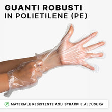 Carica l&#39;immagine nel visualizzatore di Gallery, ARNOMED Guanti monouso in PE da marito, 100 pezzi guanti usa e getta per box, guanti plastica domestici per alimenti, guanti trasparenti monouso protettivi per tinte capelli, guanti sottili
