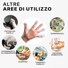 Carica l&#39;immagine nel visualizzatore di Gallery, ARNOMED Guanti monouso in PE da marito, 100 pezzi guanti usa e getta per box, guanti plastica domestici per alimenti, guanti trasparenti monouso protettivi per tinte capelli, guanti sottili
