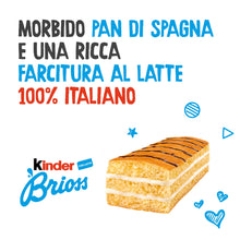 Carica l&#39;immagine nel visualizzatore di Gallery, Kinder Brioss - 10 Merendine di Pan di Spagna, Lievitate Naturalmente, con Farcitura al Latte 100% Italiano, Ottime a Colazione e Merenda, Confezione da 270 Grammi
