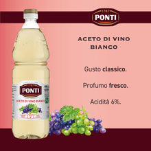 Carica l&#39;immagine nel visualizzatore di Gallery, Ponti, Aceto di Vino Classico Bianco, Realizzato con Vini Selezionati, Ideale per Accompagnare Verdure Crude e Cotte, Acidità 6%, 100% Made in Italy, PET da 1L
