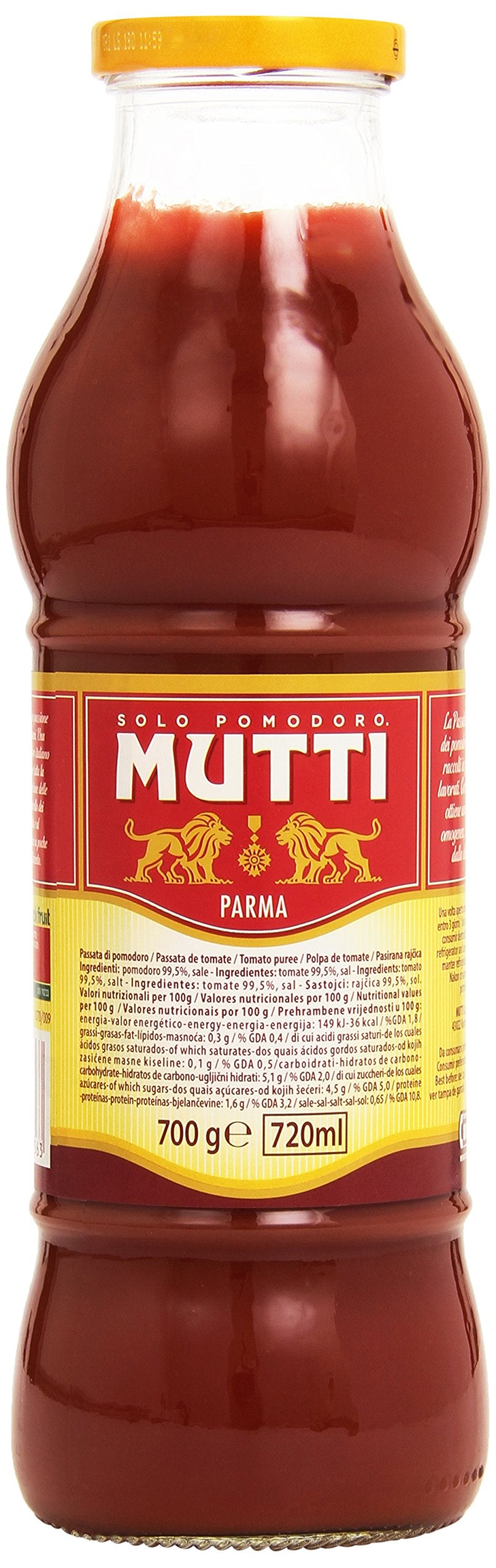 Mutti - Passata di Pomodoro, 100% italiano - 6 bottiglie da 700 g [4200 g]